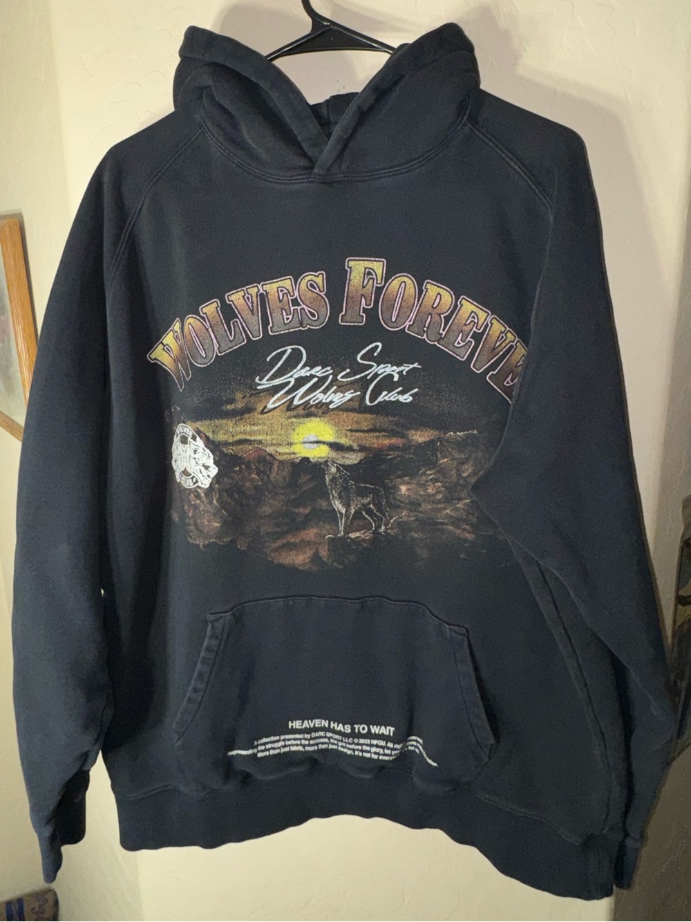 Darc Sport Wolves Club Graphic Hoodie XL Black Oversized Streetwear Pullover